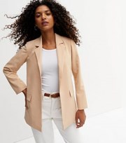 New Look Stone Long Sleeve Relaxed Fit Blazer